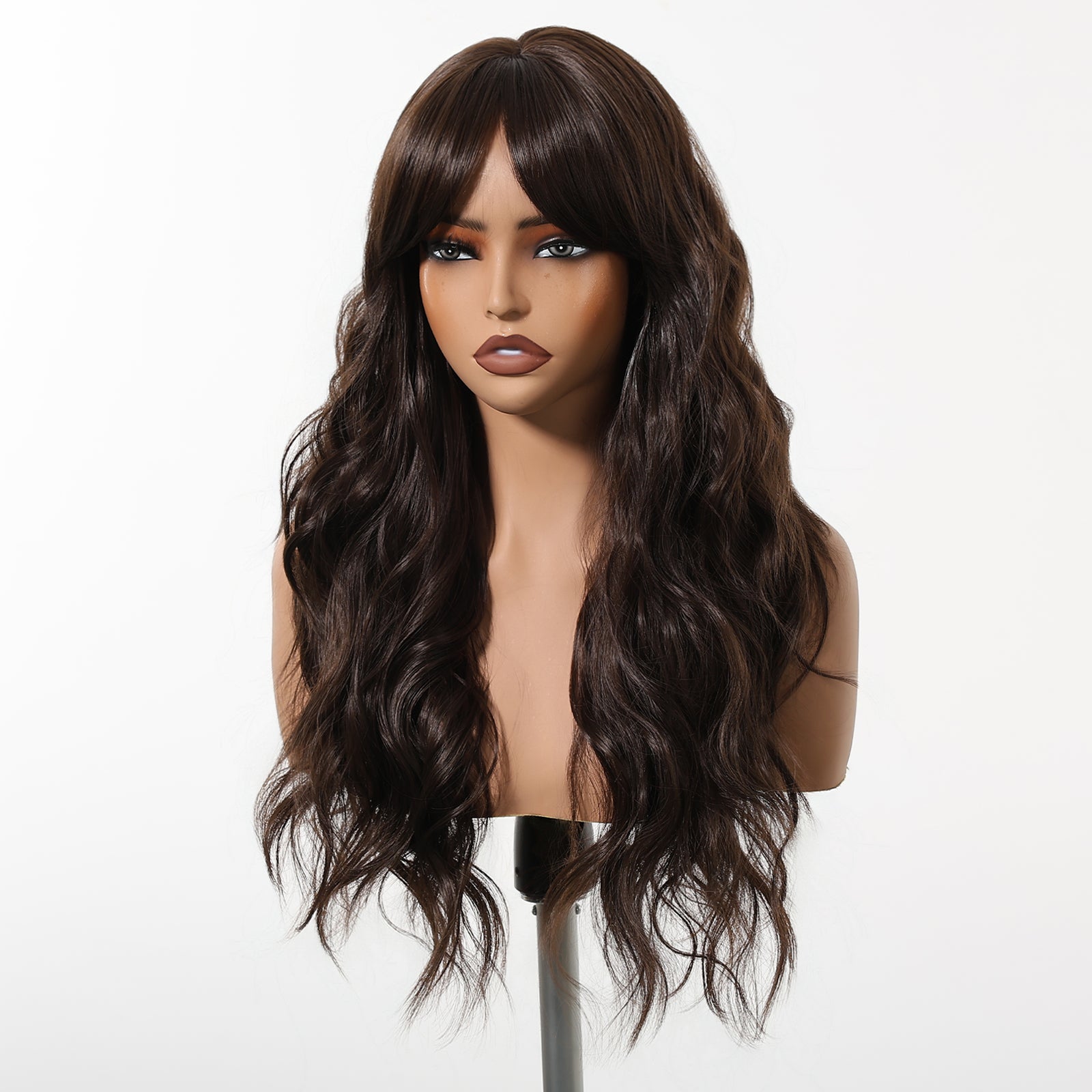 Eireen-DWYLong Brown Curly Glueless Synthetic Wig