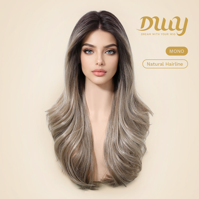 Liora-DWY SkinWeft Mono Lace Front Free Part Straight Glueless Synthetic Wig
