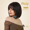DWY Highlighted Bob Wig with Bangs - Luxurious Synthetic Hair
