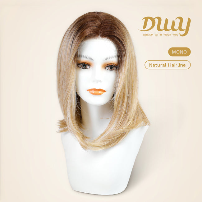 Hailey-DWY Mono Lace Front Free Part Rooted Blonde Synthetic Wig