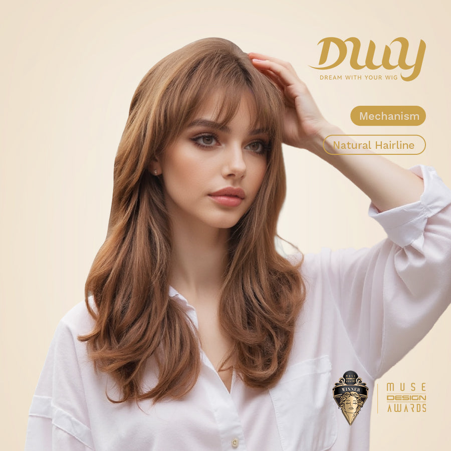 Tansy-DWY Machine Made Light Brown Long Wavy Glueless Synthetic Wig
