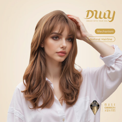 Tansy-DWY Machine Made Light Brown Long Wavy Glueless Synthetic Wig