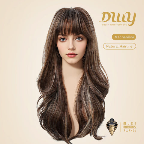 DWY Samara- Wavy MiraScalp Tea Brown with Highlights Glueless Synthetic Wig
