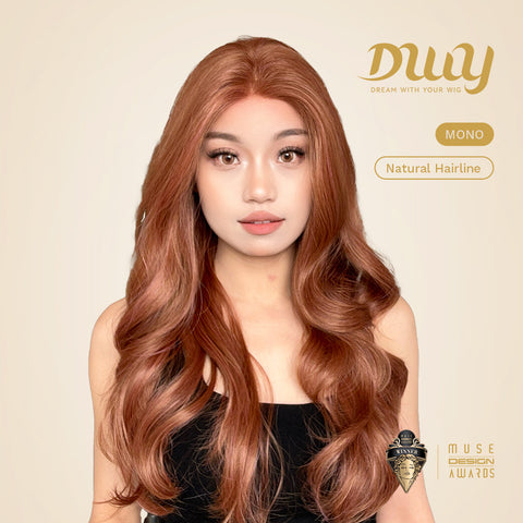 Bonnie-DWY Mono Lace Front Free Part Long Curly Orange Red Synthetic Wig