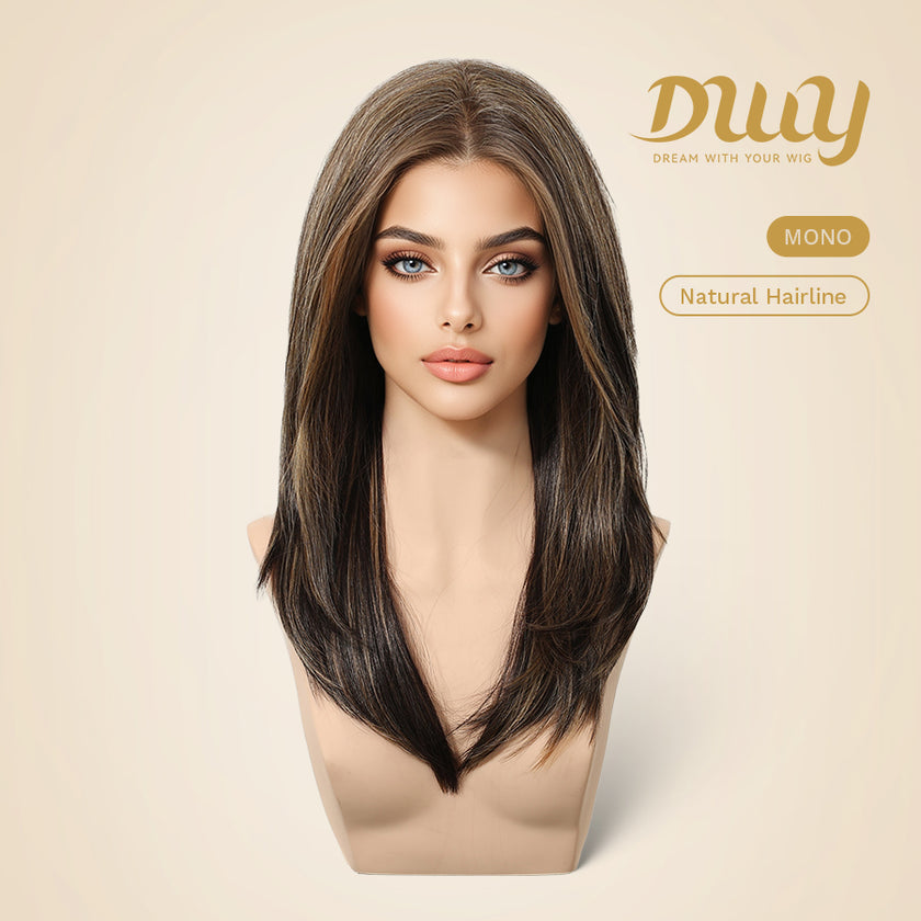 Pre Order! Ruby-DWY Mono Lace Front Free Part Mid-Length Silky Straight 20 Inches Hazelnut Glueless Synthetic Wig