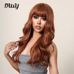 22 Inches Long Curly Brown Wigs with Bangs Synthetic Wigs Women's Wigs for Daily Use,Cosplay or Party Taking Photos LC034-1