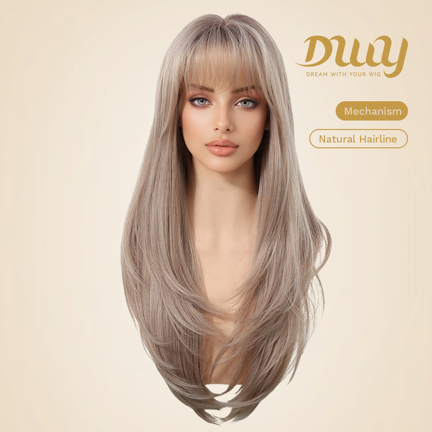 Orlaith-DWY 26-Inch MiraScalp Layered Straight Blonde Synthetic Wig