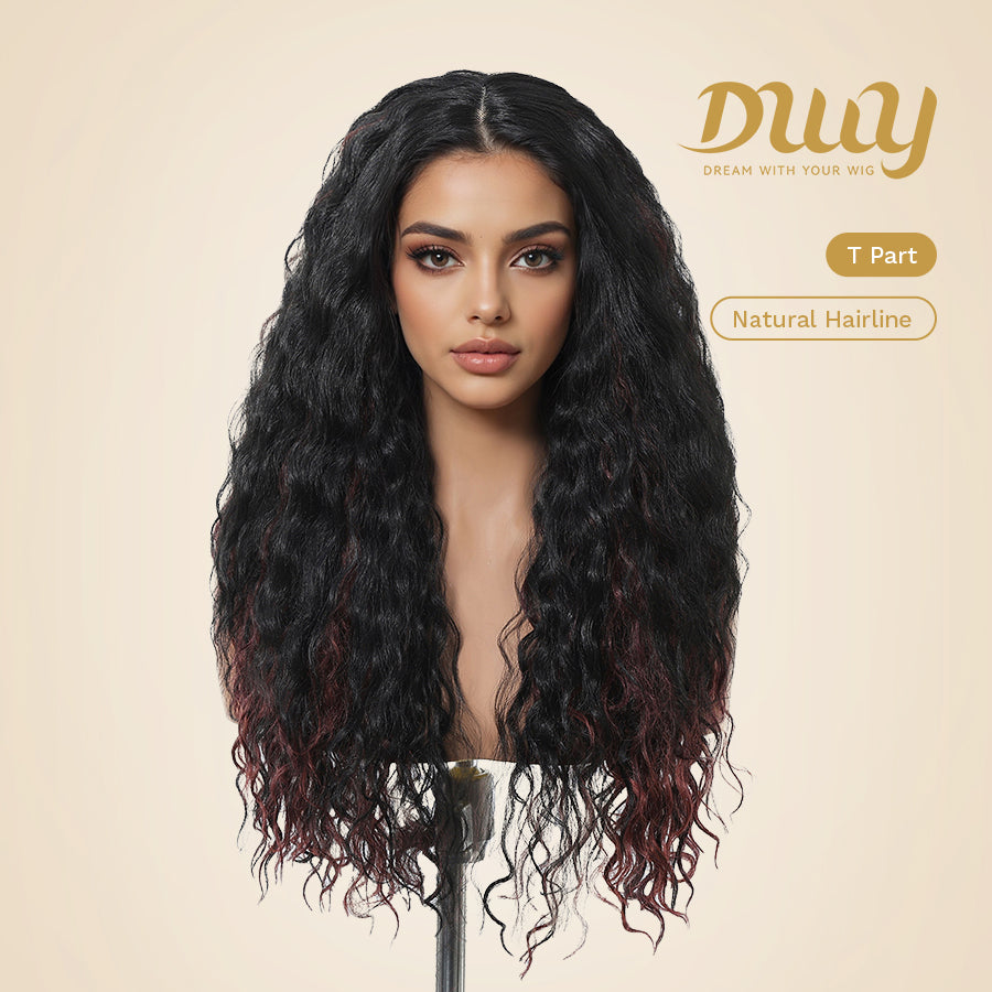 Rosa C- DWY T Part Lace Front Free Part Long Latin Curly Hair Glueless Synthetic Wig