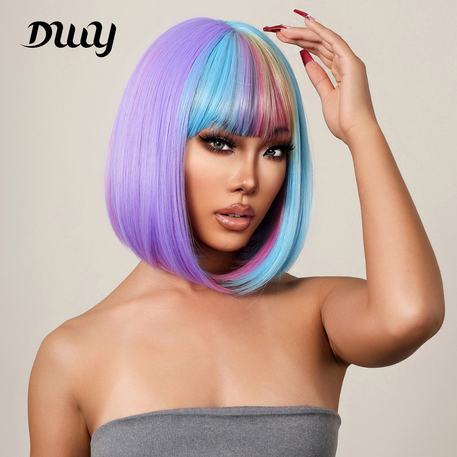 Sophia-DWY Colored Straight Synthetic Wig With Bangs