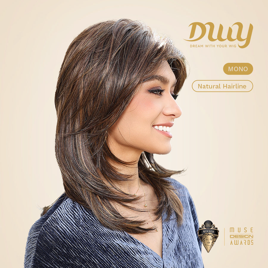 Tanya-DWY Mono Lace Front Brown Free Part Mid-Length Synthetic Wig