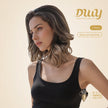 Juniper-DWY Filter Lace Front Curved Part Mid-Length Wavy Brown Dyed Black Glueless Synthetic Wig