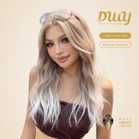 DWY Gigi-DWY 13x4 Lace Front Glueless Synthetic Wig 20 Inches Water Wavy Blonde Gradient