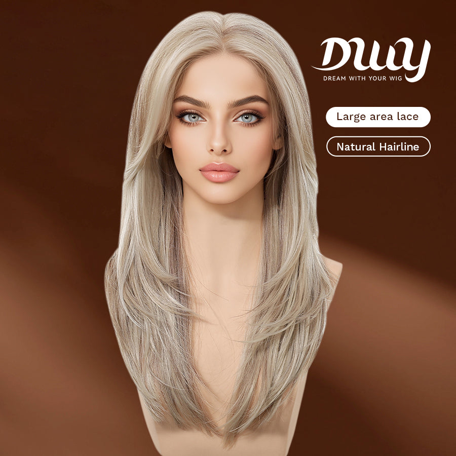 DWY Adeline- DWY 13×4 Filter Lace Front Free Part Layered  Straight Blonde Synthetic Wig