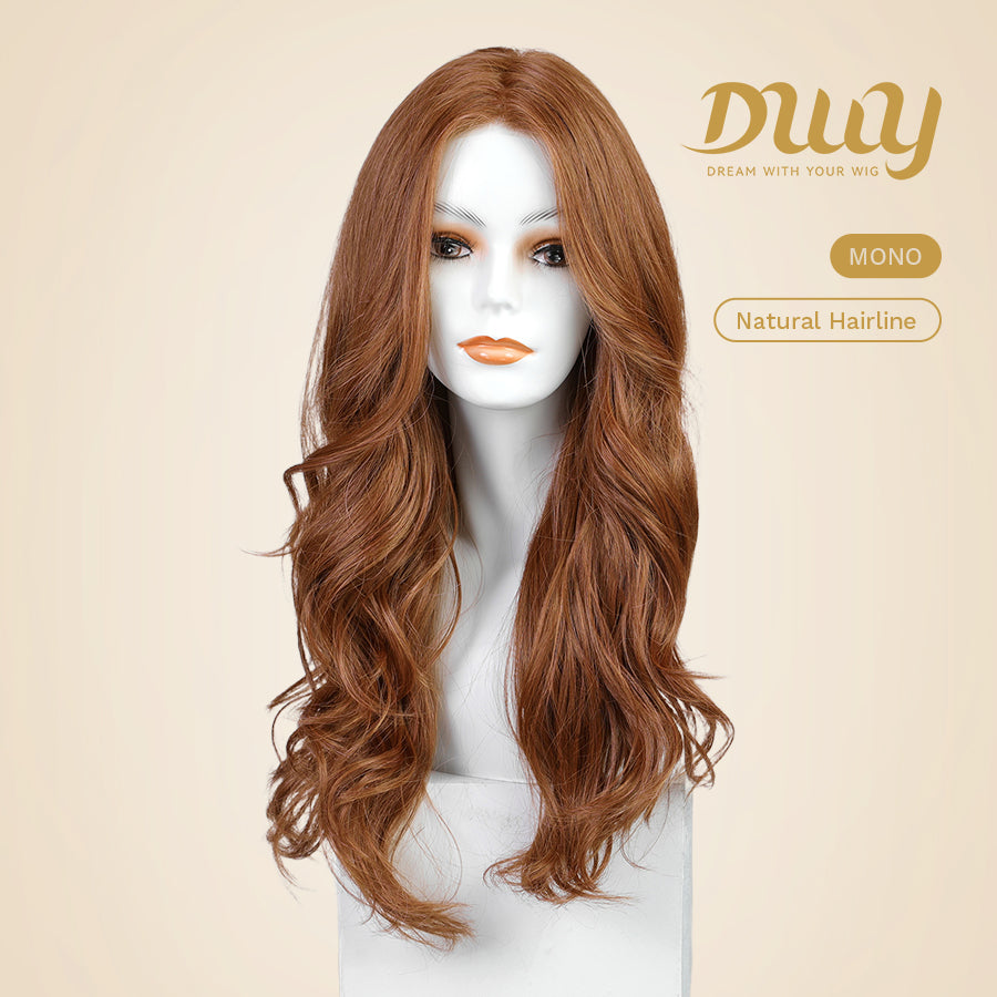 Bonnie C-DWY Mono Lace Front Free Part Mid-Length Curly Reddish Brown Glueless Synthetic Wig