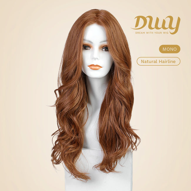 Bonnie C-DWY Mono Lace Front Free Part Mid-Length Curly Reddish Brown Glueless Synthetic Wig