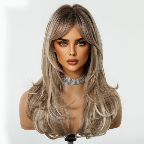 【Year End Sale】Dwy Dark Blonde Wavy Wolf Cut Synthetic Wig