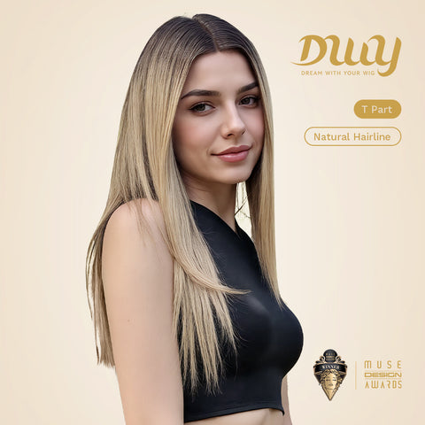 Patricia-DWY Lace Front T Part Long Brown Gradient Glueless Synthetic Wig