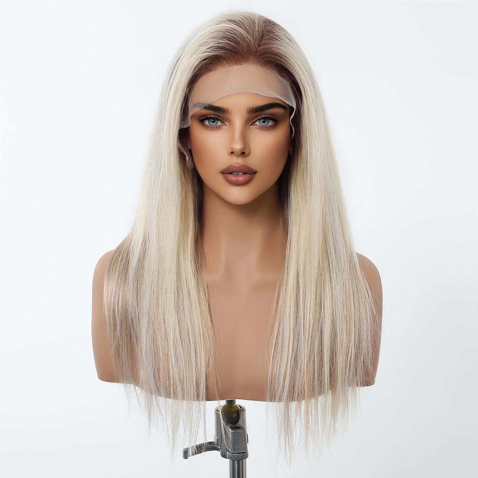 DWY Luxe White Blonde Straight Remy Human Hair Lace Front Wig