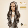 Misty-DWY Lace Front 13×6 Balayage Dark Brown Blonde Natural Wavy Free Part Synthetic Wig