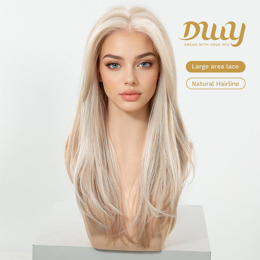 Kaitlyn-DWY 13*4 Free Parting Hand -Tied Top Middle Length  Glueless Synthetic Wig