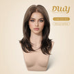 Sasha-DWY 13×4 Lace Front Free Part Mid-Length Wolf-cut Straight Truffle Brown Glueless Synthetic Wig for Women 18 Inches