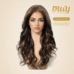 July-NEW! DWY 13×6 Free Part Lace Front Long-Length Curly Ombre Brown with Highlights Glueless Synthetic Wig
