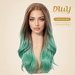 DWY Brown and Green Synthetic Wig with Free Parting