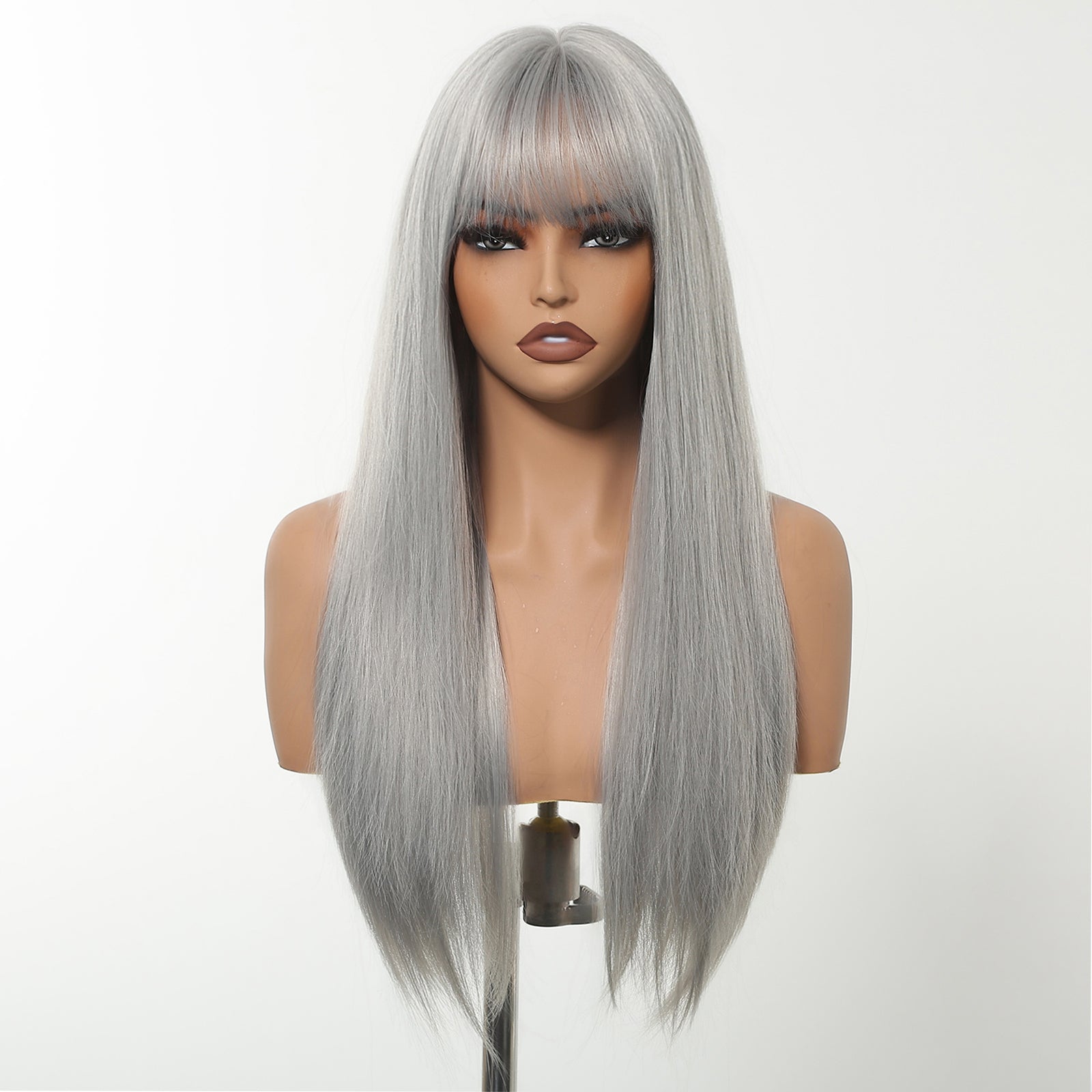 Skylar-DWY Long Straight Sliver Synthetic Wigs With Bangs