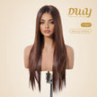 DWY 30-Inch Lace Front Wig - Silk Straight Natural Synthetic Wig with Middle Parting T-Part Design