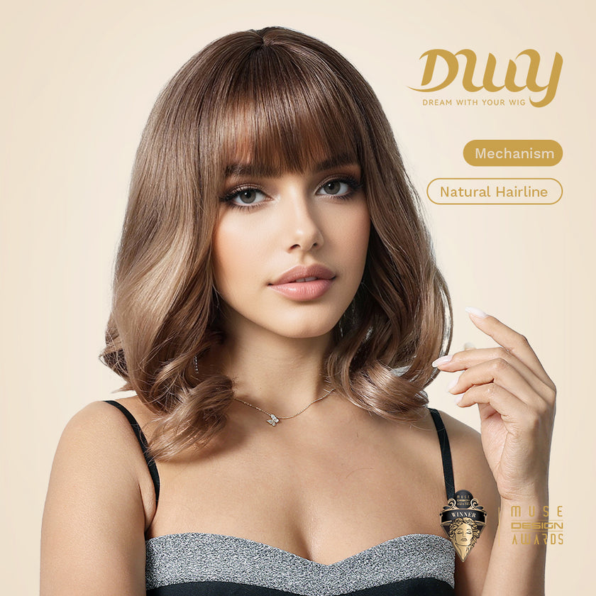 DWY Dorian Shoulder-Length Natural Curls Gold Blonde Synthetic Wig