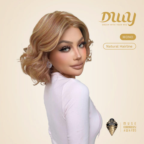 DWY Julian-DWY Mono Lace Front Free Part Short Curly Light Brown with Highlights Glueless Synthetic Wig