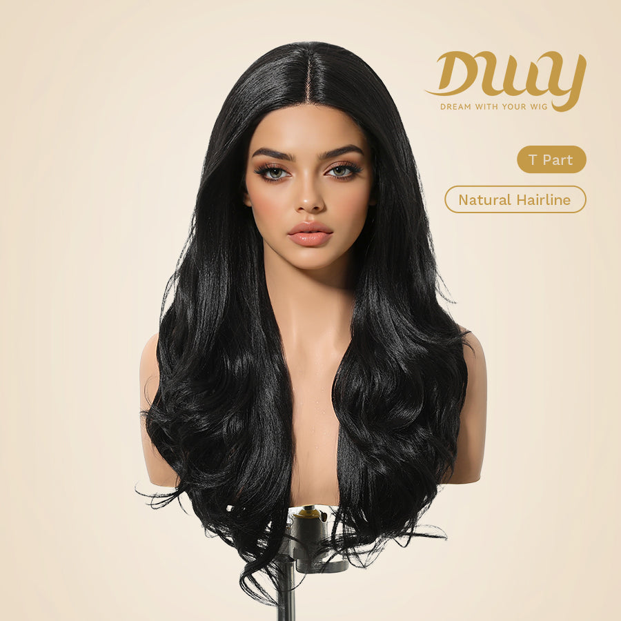 Ciera H-DWY Lace Front Middle Part Long Wavy Brown Glueless Synthetic Wig