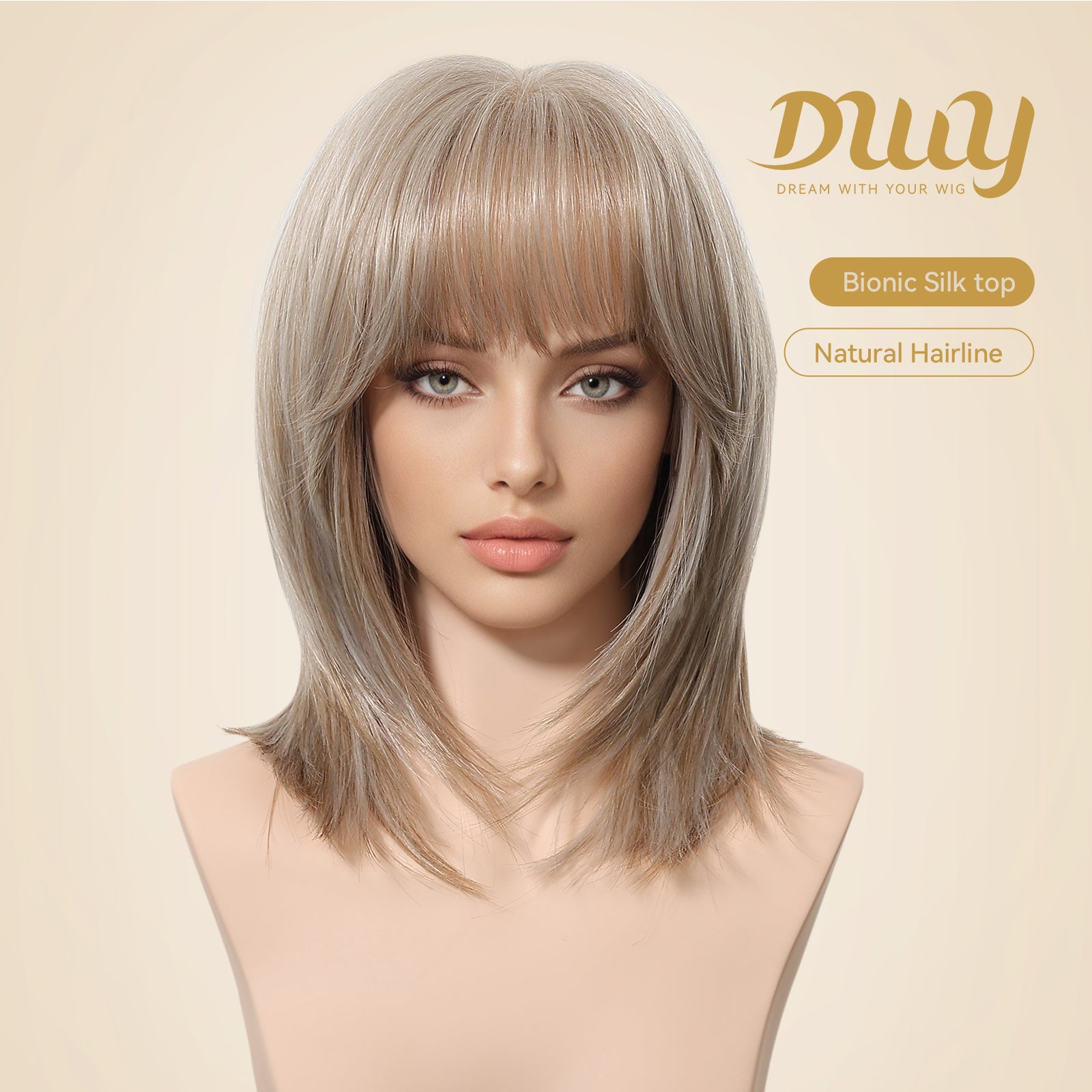Cecily C-DWY New Technology! Bionic Silk Top 14-Inch Long Blonde Glueless Synthetic Wig
