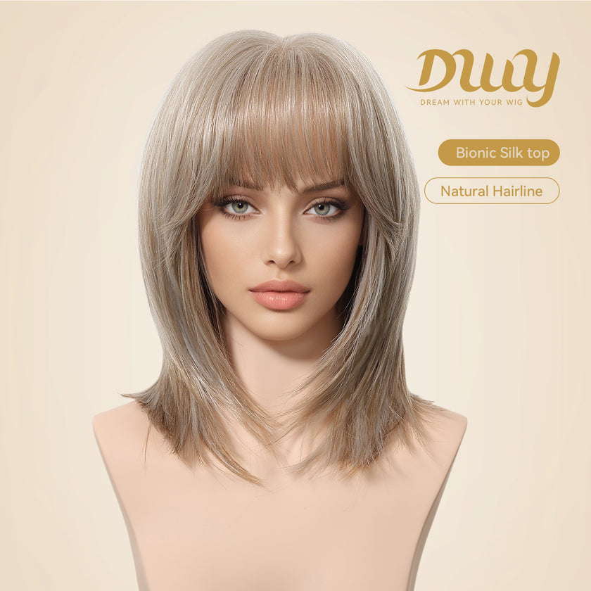 Cecily C-DWY New Technology! Bionic Silk Top 14-Inch Long Blonde Glueless Synthetic Wig