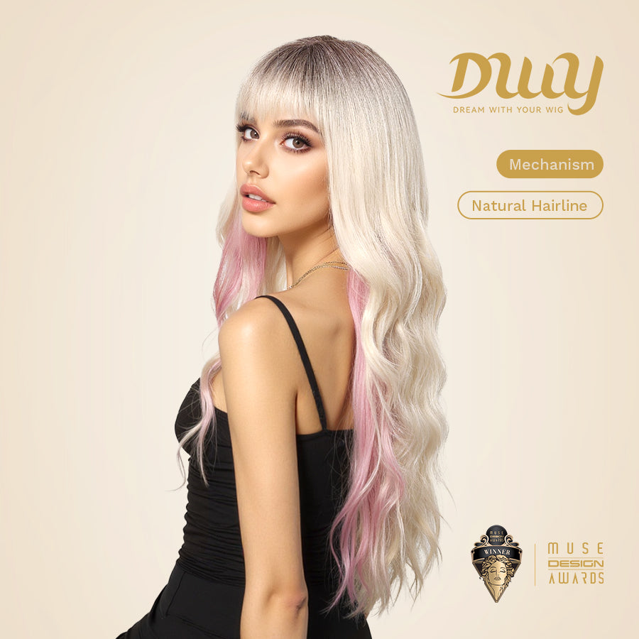 Krista-DWY Water Wave with Highlights Colorful Glueless Synthetic Wig