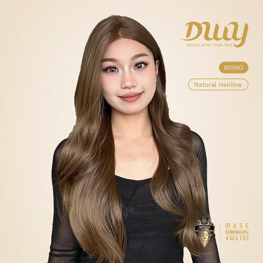 Bonna-DWY Mono Lace Front Free Part Long Wavy Brown Synthetic Wig