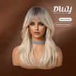 Paloma C-DWY【Gen 2 Large Realistic Scalp】Mid-Length Wavy Rooted Blonde with Bangs Glueless Synthetic Wig