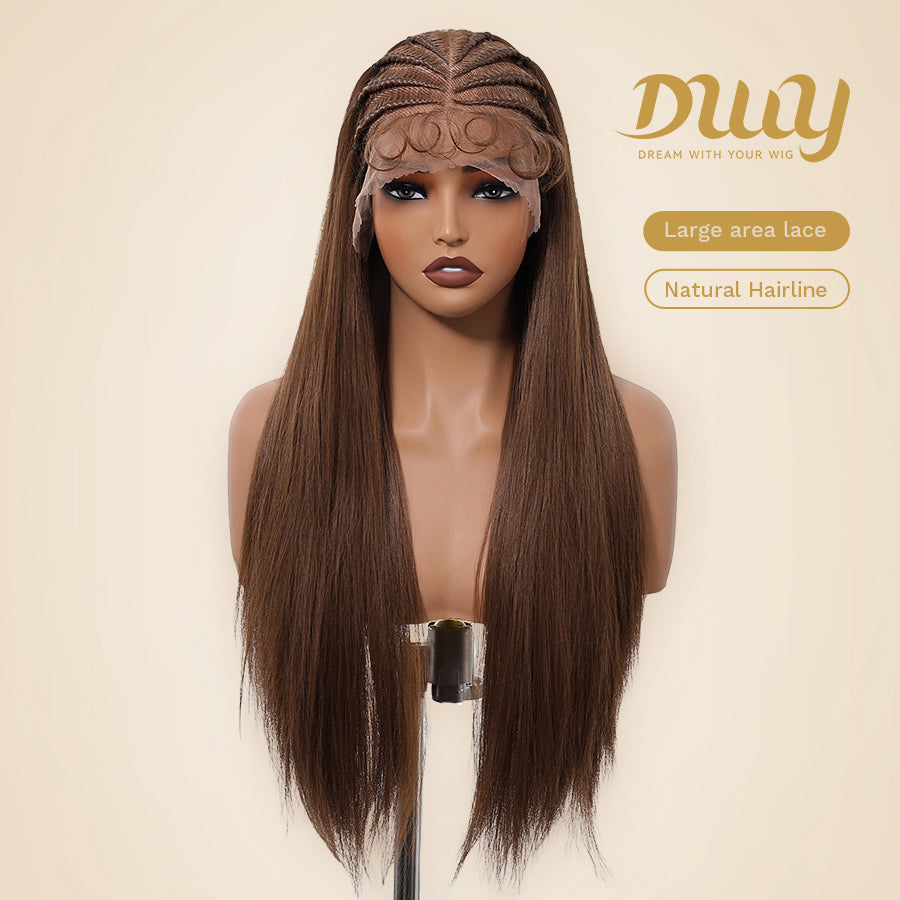 Andrea C- DWY 13x6 Lace Front Wig Glueless Brown Handmade Braiding Heat Resistant Fiber Synthetic Wig
