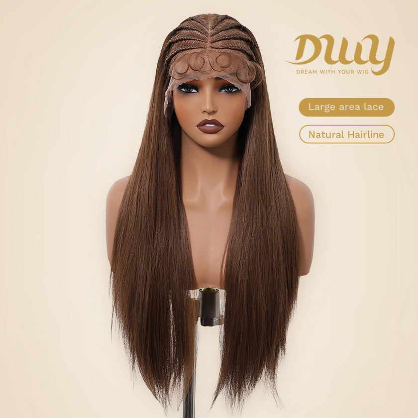 Andrea C- DWY 13x6 Lace Front Wig Glueless Brown Handmade Braiding Heat Resistant Fiber Synthetic Wig