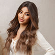 DWY Lace front 24 Inch ombre flax brown long curly wig for women DWY-BL66010-2
