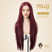 Seraphine-DWY Filter Lace 28-Inch Silky Straight Burgundy Lace Front Wig – 13x6 Free Part