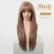Liza PLUS- New! DWY Bionic Silk Top 26-Inch Long Vintage Y2K Layer-cut Pink Blonde Glueless Synthetic Wig with Bangs for Women High-Quality Premium Fiber Easy Wear Comfortable Fit Summer Look
