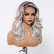 DWY Silver Gray Lace Wig with Bangs – Wavy Curly Heat-Resistant Synthetic Hair