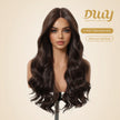 Claire NEW! DWY Pre cut U part Diamond Lace Long length Dark Brown Retro Water Waves Hair Glueless Synthetic Wigs for Women 24 Inches