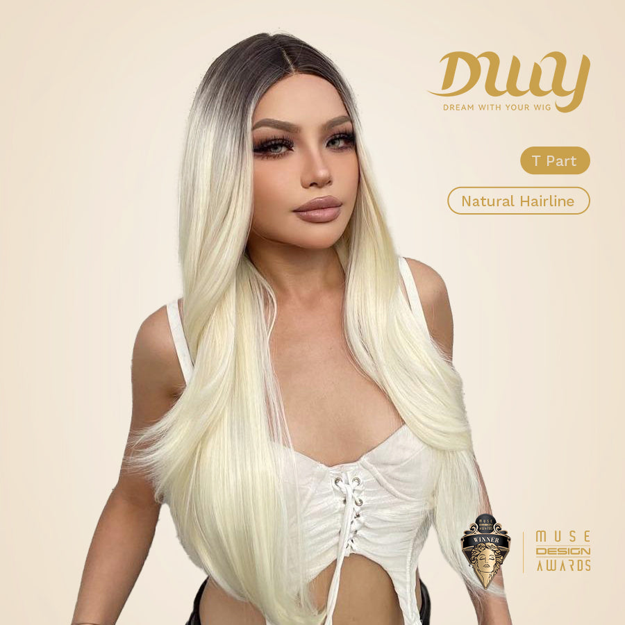 Scarlett H -DWY Lace Front Middle Part Long Body Wavy Blonde Ombre Glueless Synthetic Wig