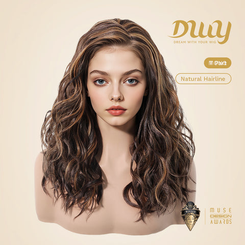 DWY Gaia-DWY Left Side Part Lace Front Mid Length Dark Brown Curly Glueless Synthetic Wig
