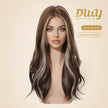 Joy -DWY NEW Step Go Lace Free Part Long-Length Brown Bangs Highlights Glueless Mixed Japanese Fiber Wig for Women 22 Inches