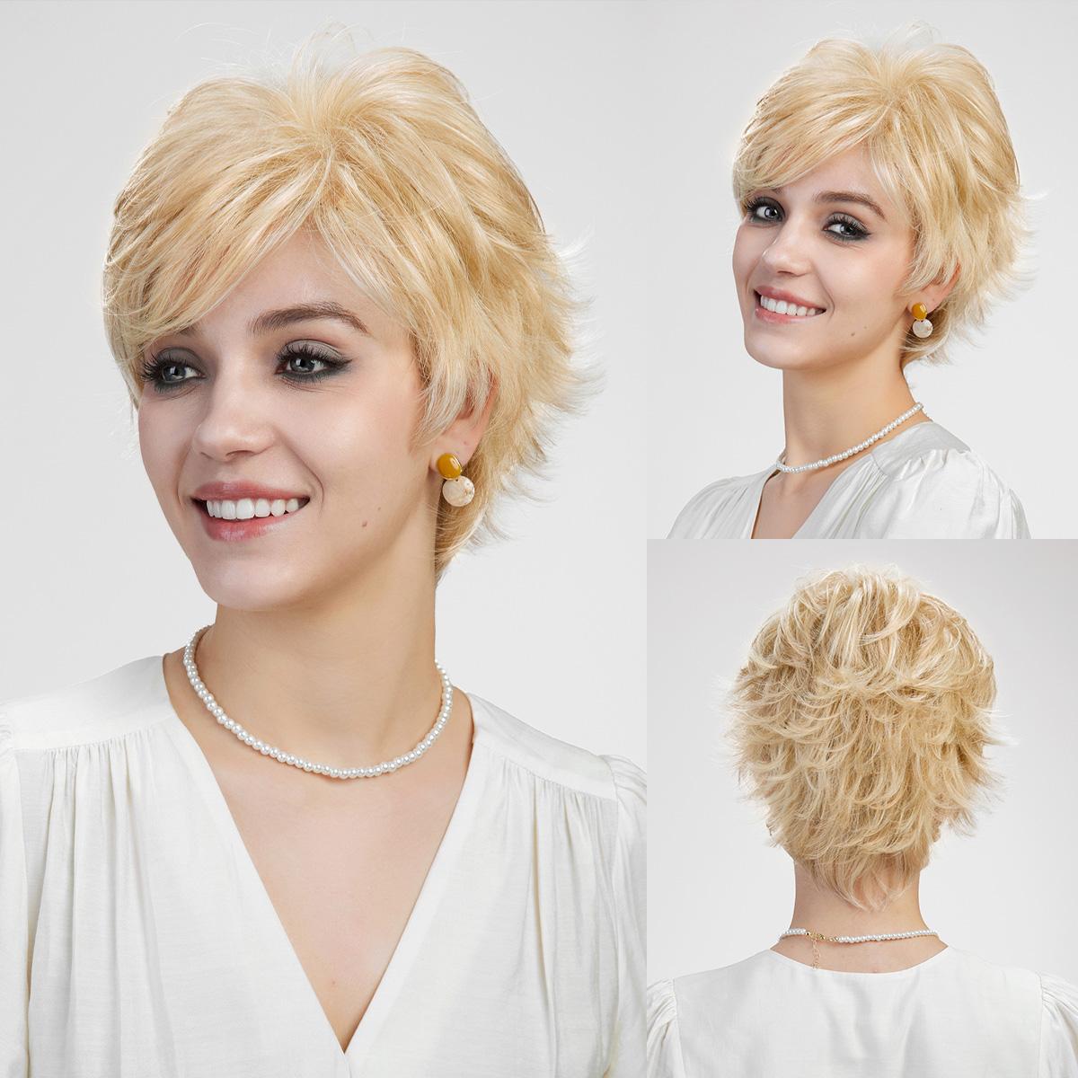 Savannah-DWY Mono Lace Front Free Part Ice Blonde Short Pixie Synthetic Wig