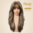 Kimi C-DWY New Technology! Bionic Silk Top 22-Inch Long Wave Light Brown Glueless Synthetic Wig
