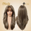 Kimi C-DWY New Technology! Bionic Silk Top 22-Inch Long Wave Light Brown Glueless Synthetic Wig